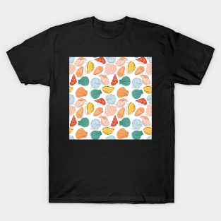 Seashells-hand-drawn-sea-shells-white-beach T-Shirt